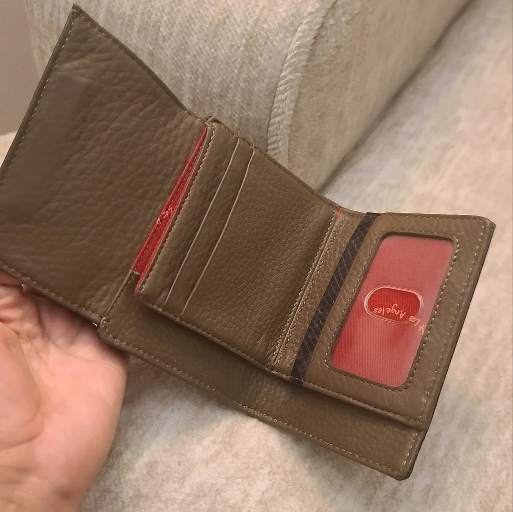 Hammitt Black Leather Trifold Wallet with Silver Hardware
